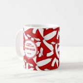 Volleyball-Mannschaftsfarben rot-weiß - Geschenk d Kaffeetasse (Vorderseite Links)