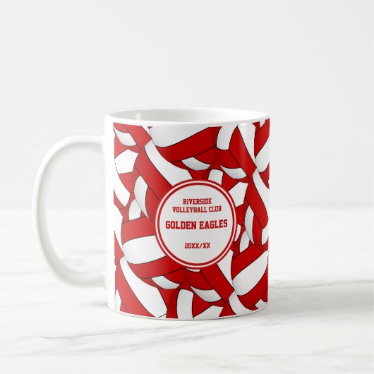 Volleyball-Mannschaftsfarben rot-weiß - Geschenk d Kaffeetasse (Links)