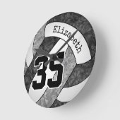 Volleyball-Mannschaftsfarben von schwarzgrauen Mäd Runde Wanduhr (Winkel)