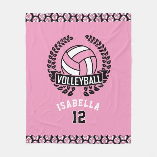 Volleyball mit DIY-Nummer - rosa Fleecedecke (Vorderseite)