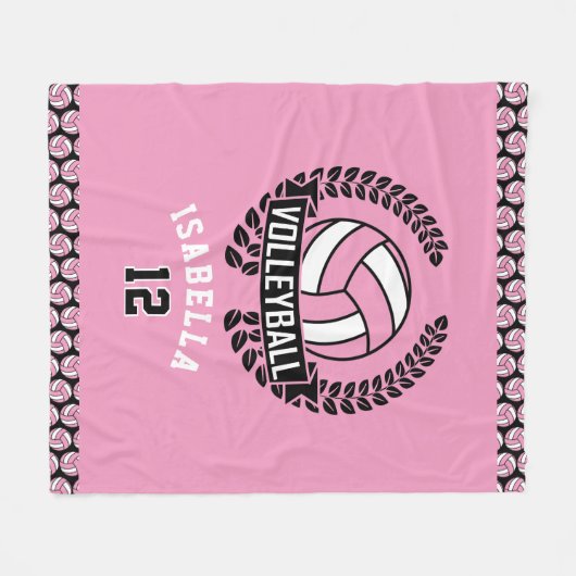 Volleyball mit DIY-Nummer - rosa Fleecedecke (Vorderseite (Horizontal))