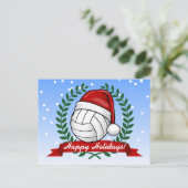 Volleyball mit einem Weihnachtshut Custom Feiertagspostkarte (Stehend Vorderseite)