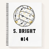 Volleyball mit Herz, Jersey-Nummer und Name Notizblock (Vorderseite)