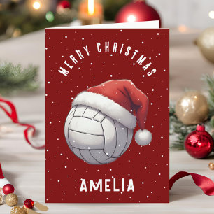 Volleyball mit roter Santa-Mütze Name Weihnachten