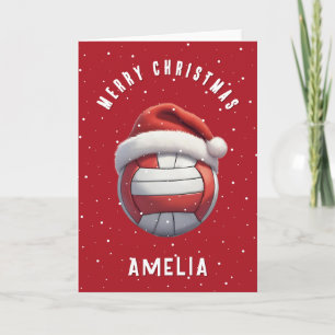 Volleyball mit roter Santa-Mütze Name Weihnachten