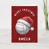 Volleyball mit roter Santa-Mütze Name Weihnachten (Vorderseite)