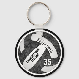 Volleyball mit Schwarz-weißen Mannschaftsfarben Mä Schlüsselanhänger