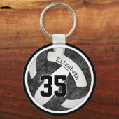 Volleyball mit Schwarz-weißen Mannschaftsfarben Nu Schlüsselanhänger (Vorderseite)