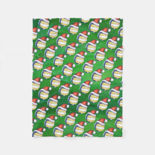 Volleyball mit Weihnachtshut Fleecedecke (Vorderseite)