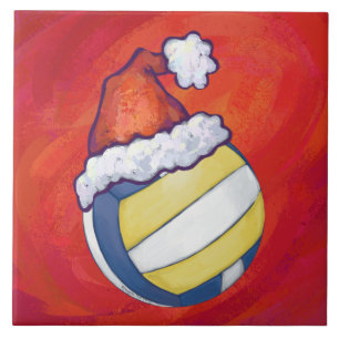 Volleyball mit Weihnachtshut Fliese