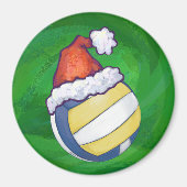 Volleyball mit Weihnachtshut Magnet (Vorne)