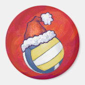 Volleyball mit Weihnachtshut Magnet (Vorne)