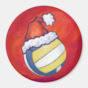 Volleyball mit Weihnachtshut Magnet
