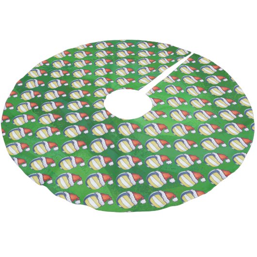 Volleyball mit Weihnachtshut Polyester Weihnachtsbaumdecke (Schrägansicht)