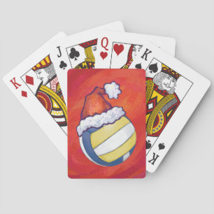 Volleyball mit Weihnachtshut Spielkarten