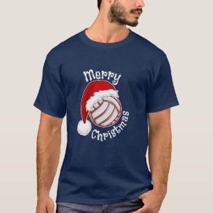 Volleyball mit Weihnachtsmannmütze Weihnachtsdruck T-Shirt