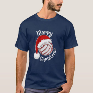 Volleyball mit Weihnachtsmannmütze Weihnachtsdruck T-Shirt