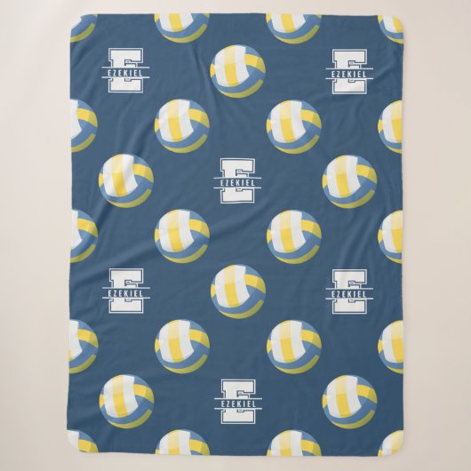 Volleyball-Monogramm-Name-Decke – Buchstabe E Sherpadecke (Vorderseite)