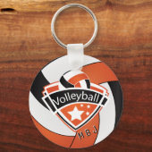 Volleyball - Monogramm - orange, weiß und schwarz Schlüsselanhänger (Vorderseite)