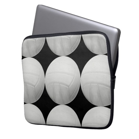 Volleyball-Muster auf Schwarzem oder irgendeiner Laptopschutzhülle (Vorderseite Links)