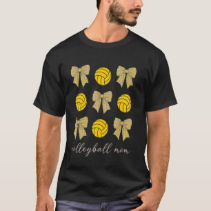 Volleyball-Mutter Coquette-Schleife Volleyball-Fan T-Shirt