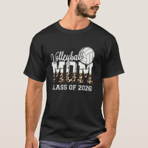 Volleyball-Mutter Klasse 2026 Leoparden-Druck T-Shirt