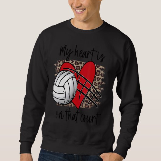 Volleyball My Heart is on that Court Leopard Volle Sweatshirt (Vorderseite)