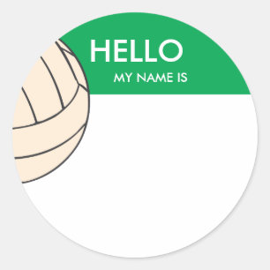 Volleyball-Namensschild hallo mein Name ist Runder Aufkleber