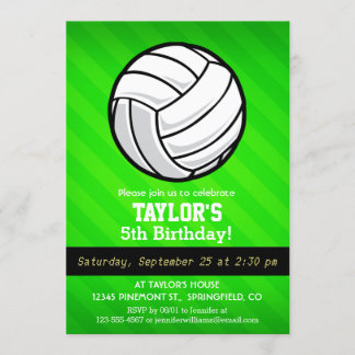 Volleyball; Neon Green Strips Einladung