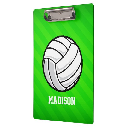 Volleyball; Neon Green Strips Klemmbrett (Links)