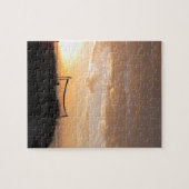 Volleyball-Nettosonnenuntergang-Strand Puzzle (Horizontal)