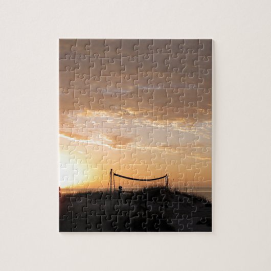 Volleyball-Nettosonnenuntergang-Strand Puzzle (Vertikal)