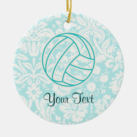 Volleyball; Niedliches aquamarines Keramik Ornament (Vorne)