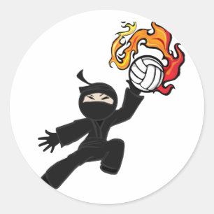 Volleyball Ninja Runder Aufkleber