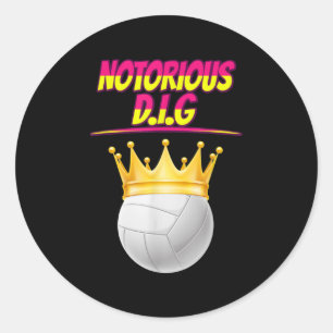 Volleyball Notorious Dig Fun Zitat sarkastisch Runder Aufkleber
