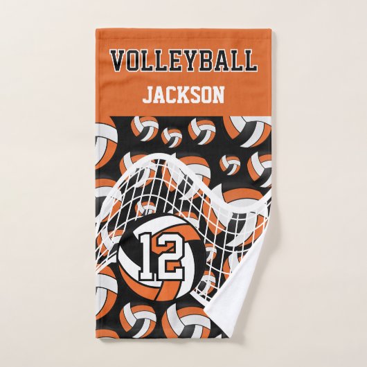 Volleyball - Orange, Schwarz und Weiß Handtuch (Handtuch)