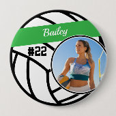 Volleyball Pin Name & Number Green Photo Button (Vorderseite)