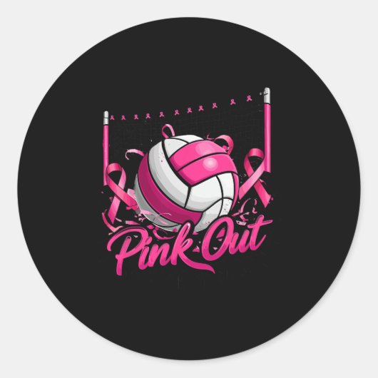 Volleyball Pink Out Brustkrebs Bewusstsein Pink R Runder Aufkleber (Vorderseite)