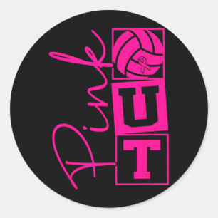 Volleyball Pink Out Brustkrebsbewusstsein Pink Runder Aufkleber