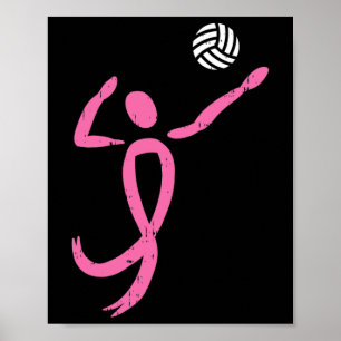 Volleyball Pink Ribbon Brustkrebs Bewusstsein Spo Poster