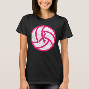 Volleyball Pink Ribbon Brustkrebsbewusstsein T-Shirt