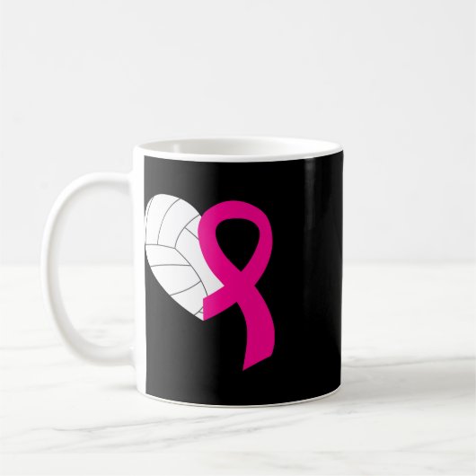 Volleyball Pink Ribbon Coole Brustkrebs-Auszeichnu Kaffeetasse (Links)