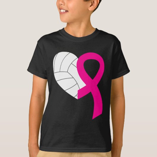 Volleyball Pink Ribbon Coole Brustkrebs-Auszeichnu T-Shirt (Vorderseite)
