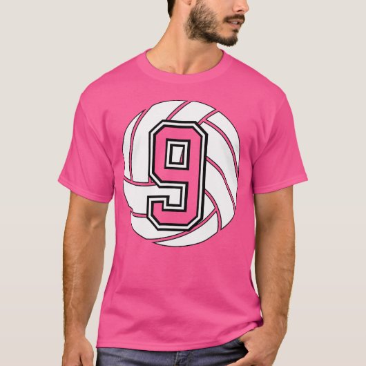 Volleyball Player 9 Volleyball Mama Vater Nummer 9 T-Shirt (Vorderseite)