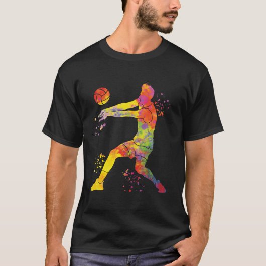 Volleyball Player Colorsplash Beach Volleyball T-Shirt (Vorderseite)