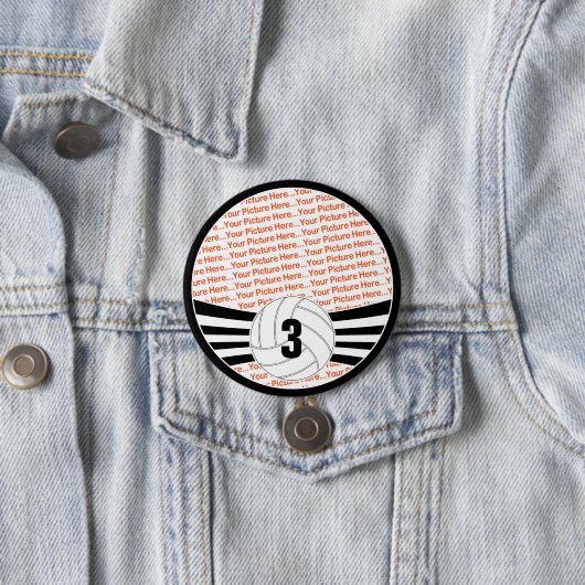 Volleyball Player Custom Foto & Jersey Number Butt Button (Beispiel)