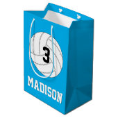 Volleyball Player Custom Jersey Number & Team Name Mittlere Geschenktüte (Rückseite Schrägansicht)