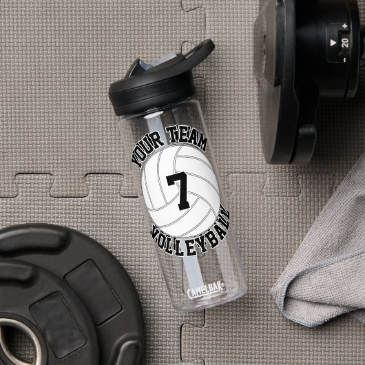 Volleyball Player Custom Team Name & Jersey Nummer Trinkflasche (Fitnessstudio (gedreht))