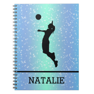 Volleyball Player Girl Sparkle Individuelle Name Notizblock