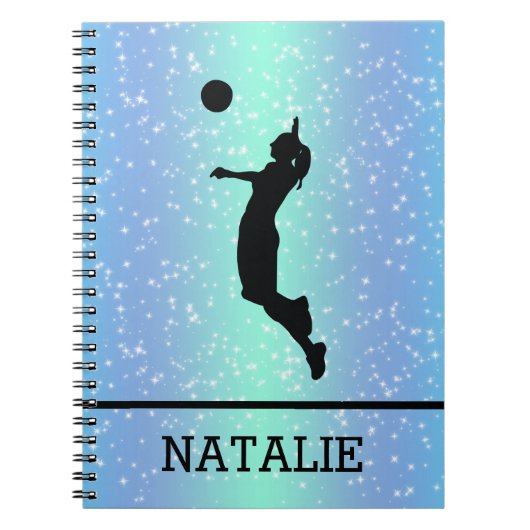 Volleyball Player Girl Sparkle Individuelle Name Notizblock (Vorderseite)